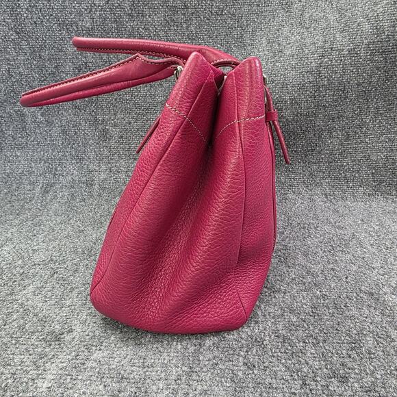 Fossil Pebbled Leather Satchel Bag Womens Fuchsia Pink Tote Handbag 75082 - Picture 6 of 16